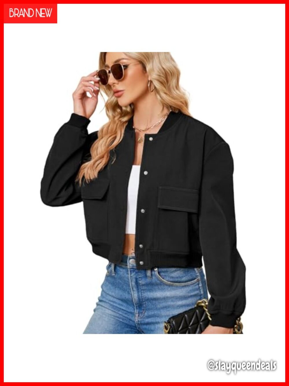 Cropped Bomber Jacket Women Short Trendy Casual Varsity